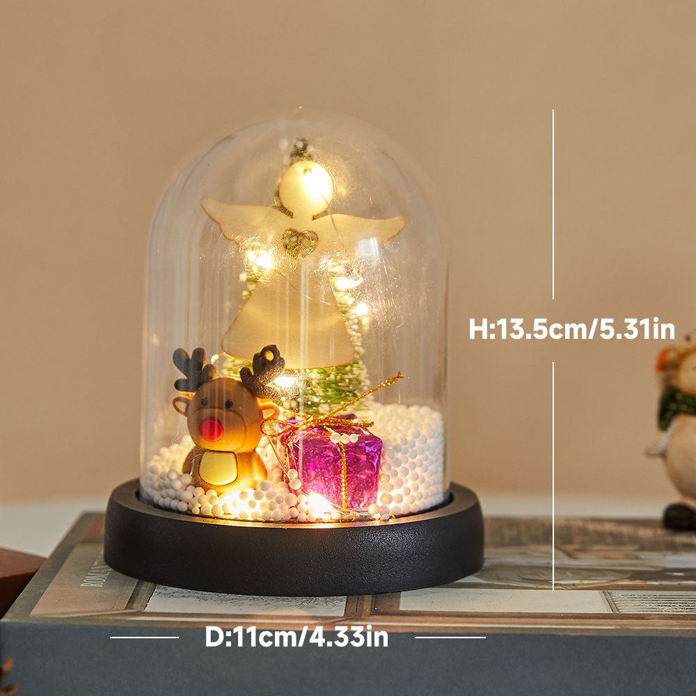 Mini-Weihnachtsbaum in Acryl-Glocke, beleuchtet, 13,5-21,5 cm