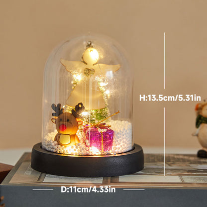 Mini-Weihnachtsbaum in Acryl-Glocke, beleuchtet, 13,5-21,5 cm