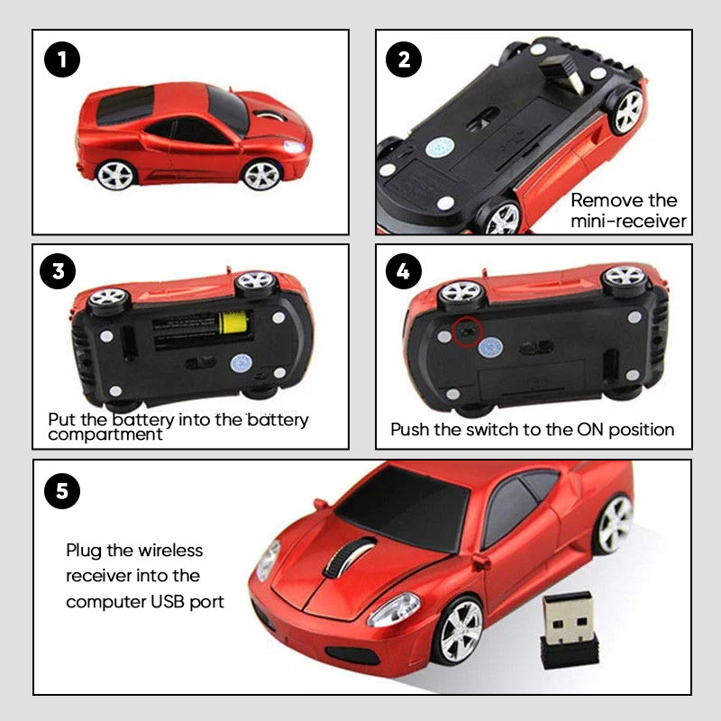 Kabellose Maus in cooler Sportwagenform