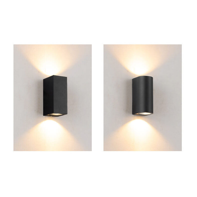 Moderne einfache Außen wasserdichte Aluminium-Glas-Zylinder 2-Lampen-Wandleuchte | Brehn