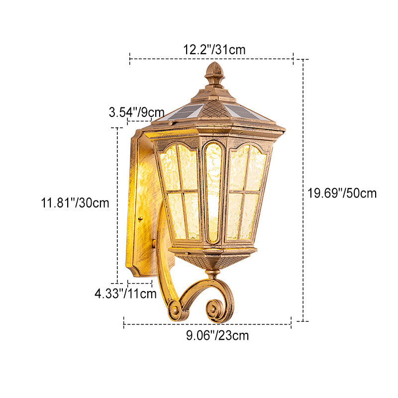 Europäische Solar-Außenlaterne Aluminium Glas Wasserdicht 1-Licht Wand Scone Lampe | Brehn