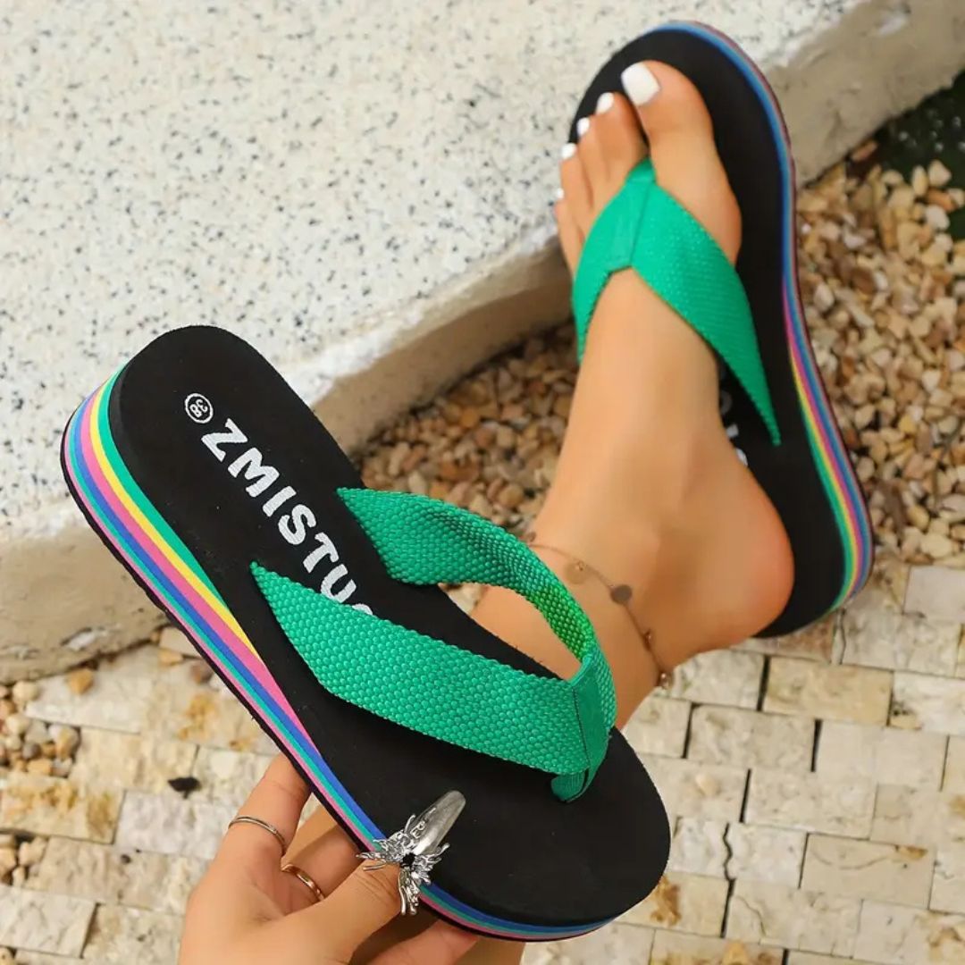 VivaStep – Damen Bunte Flip-Flop Sandalen