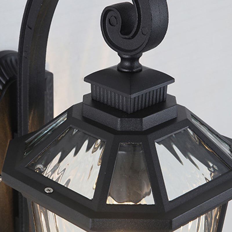 Traditionelle europäische wasserdichte Aluminium-Glas-Oktagon-Zylinder 1-Licht-Wandlampe für den Garten | Brehn