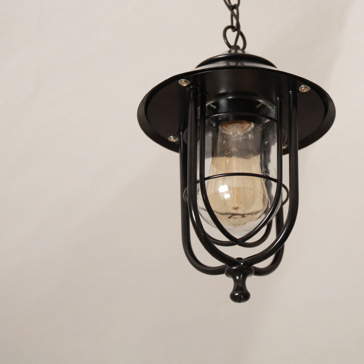 Industrielle Vintage Aluminium Käfig Glas 1-Licht Außen wasserdichte Pendelleuchte | Brehn