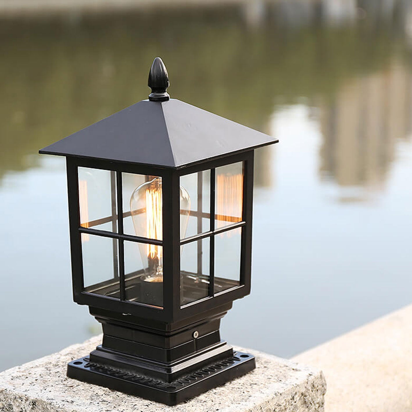 Europäische Outdoor-Säulenlaterne wasserdicht rostfrei 1-Lampen-Patio-Licht | Brehn
