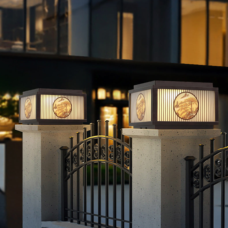 Modern minimalist Solar wasserdicht quadratisch Aluminium Glas LED Postkopflicht für Garten | Brehn