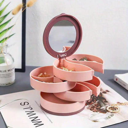 Brehn | Schmuckbox - 360° drehbare Aufbewahrungsbox für Schmuck, maximaler Schutz und Organisation