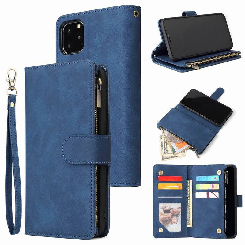 Brehn | Multi-Karten Reißverschlusstasche Lederhülle für iPhone