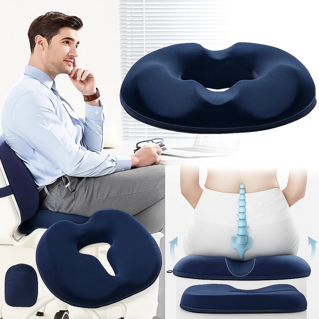 SitRelief | Donut-Sitzkissen – Steißbein- & Hämorrhoidenlinderung – Memory-Schaum – Waschbarer Bezug – Büro, Reisen, nach der Geburt Nutzung Brehn