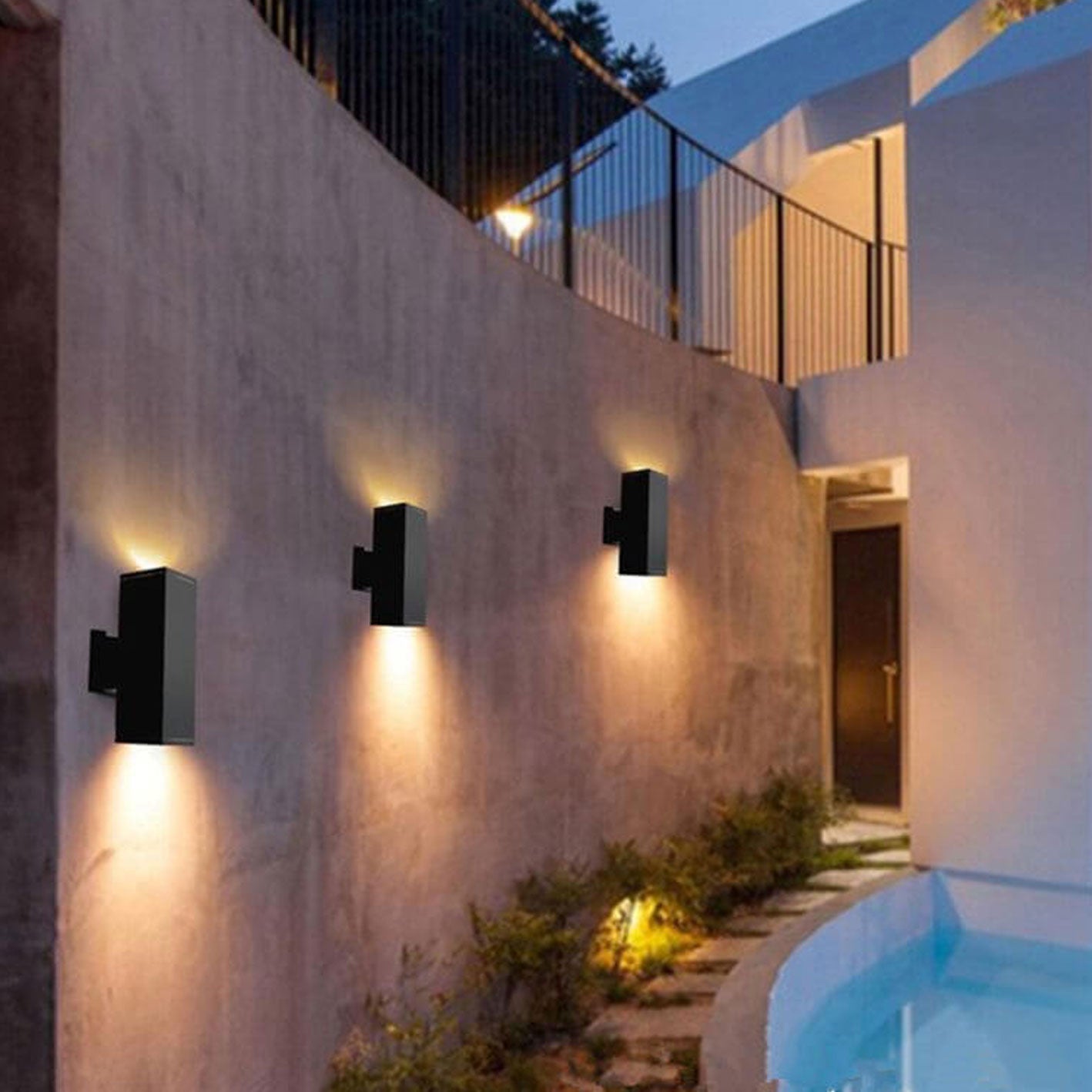 Moderner minimalistischer quadratischer Säulen-LED-leuchtender wetterfester Wandleuchten-Lampe | Brehn