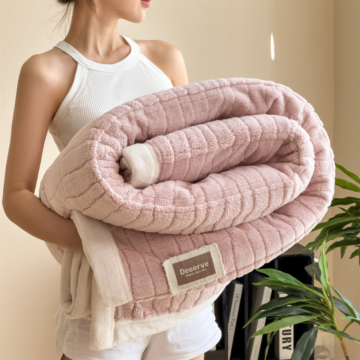 Korallenfleece-Decke, einfarbig, vielseitig