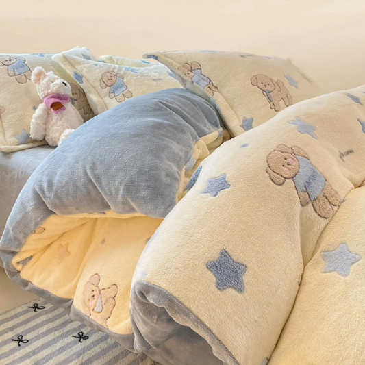 Winter-Bettwäsche-Set aus Milchfaser-Fleece, warm und weich