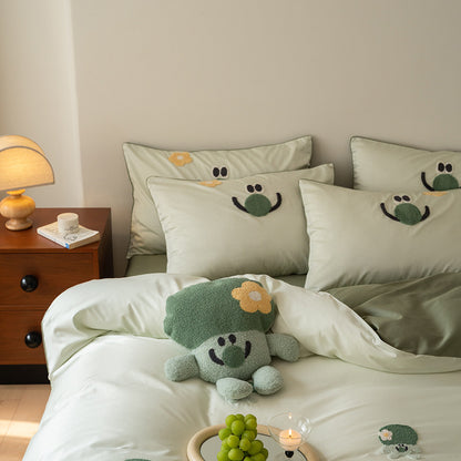 Bettwäsche-Set aus 100s Langstapel-Baumwolle mit Stickerei
