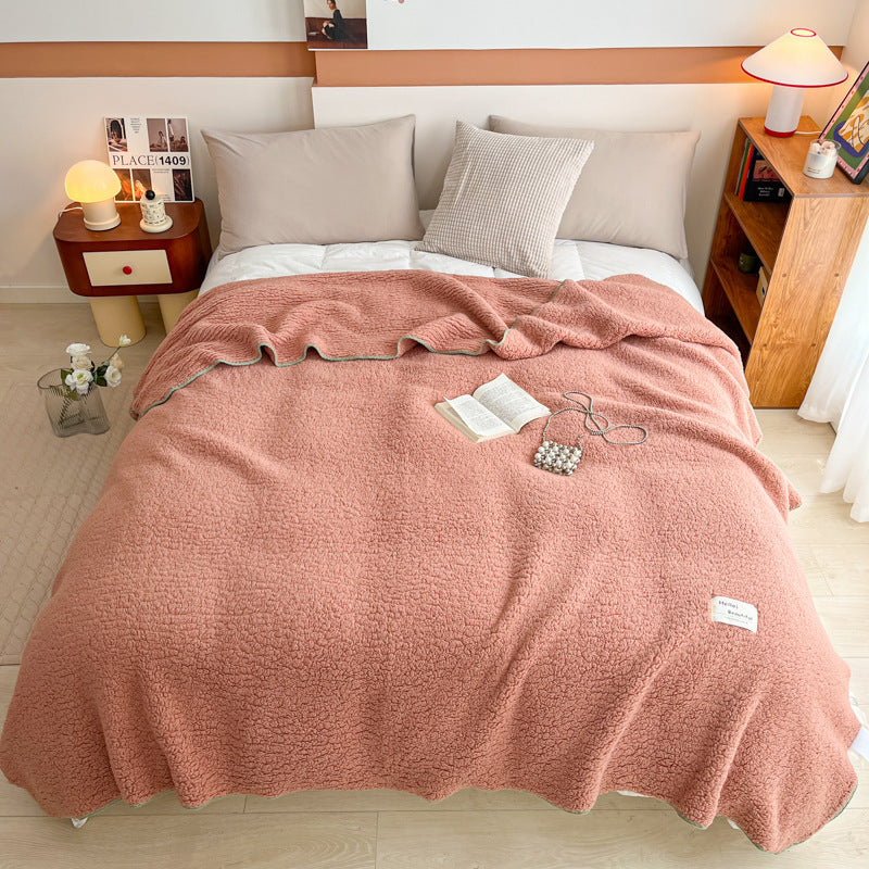 Doppelseitige Lammfleece-Decke mit Bubble-Struktur