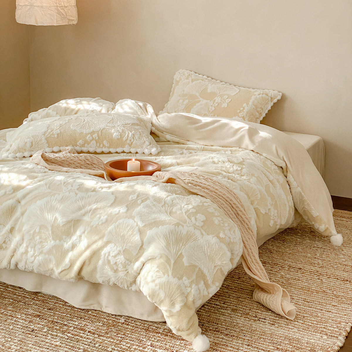 Milchfaser-Fleece Bettwäsche-Set, doppelseitig, winterwarm