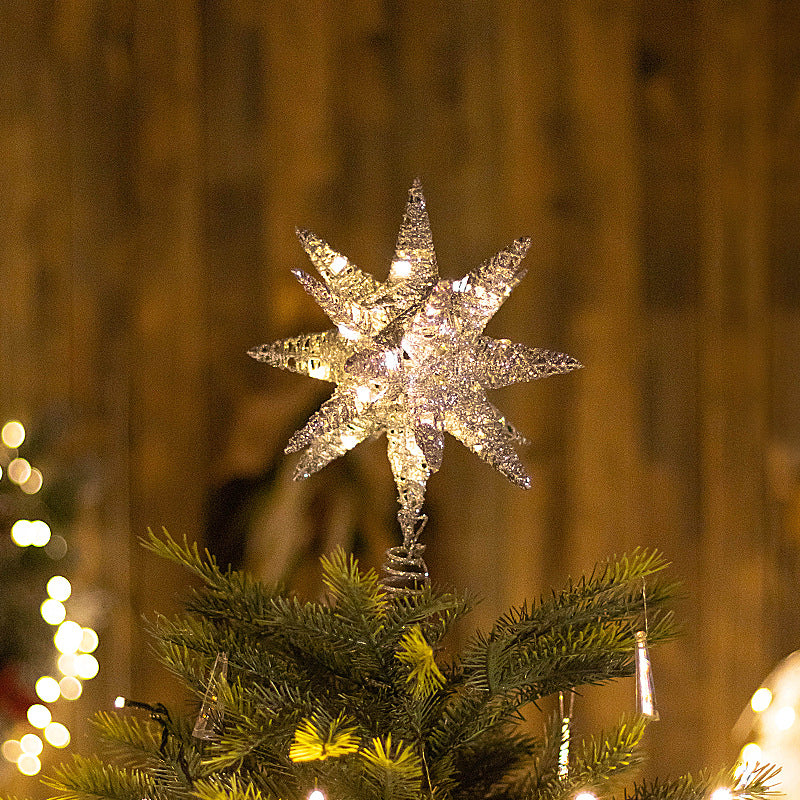 Beleuchteter Weihnachtsbaum-Spitzenstern aus Eisen