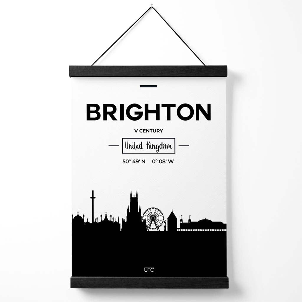 Brighton Schwarz-Weiß-Stadtbildposter mit Aufhänger