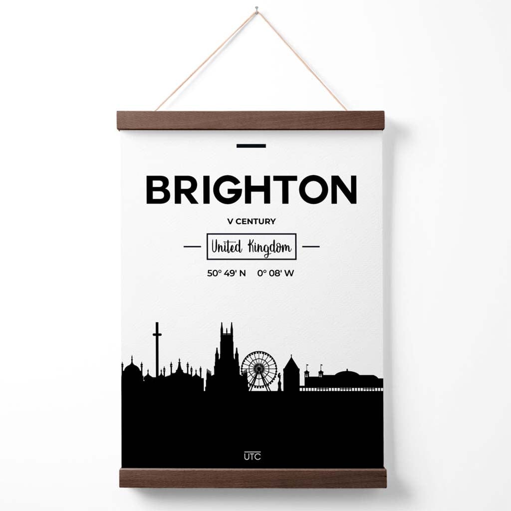 Brighton Schwarz-Weiß-Stadtbildposter mit Aufhänger