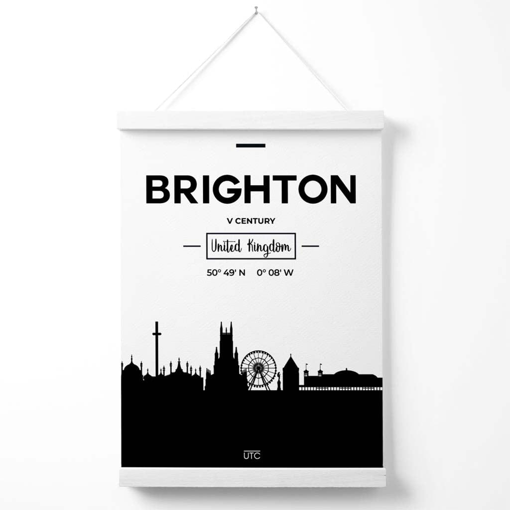 Brighton Schwarz-Weiß-Stadtbildposter mit Aufhänger