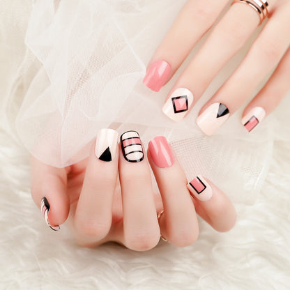 Künstlerisches geometrisches Press-On-Nagel-Set
