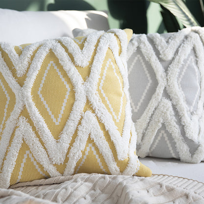 Dekorativer quadratischer Kissenbezug mit tufted Chenille‑Diamantrelief Brehn