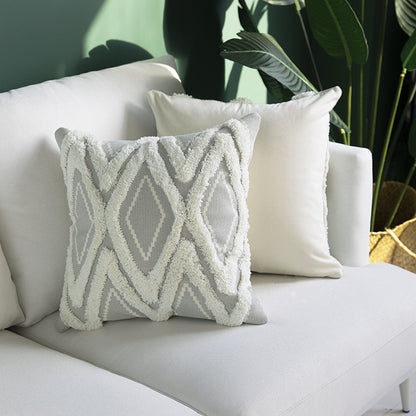 Dekorativer quadratischer Kissenbezug mit tufted Chenille‑Diamantrelief Brehn