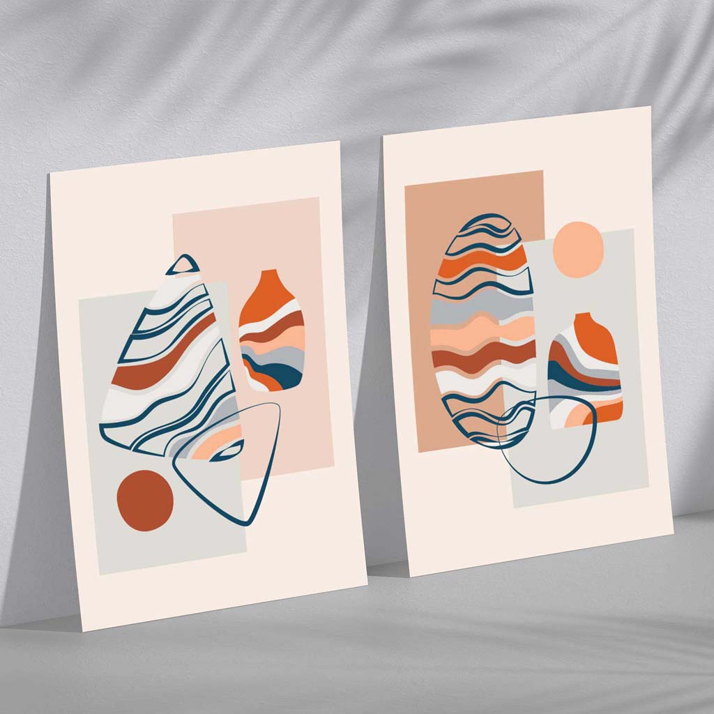 Boho-Pastellformen, 2er-Set Kunstdrucke