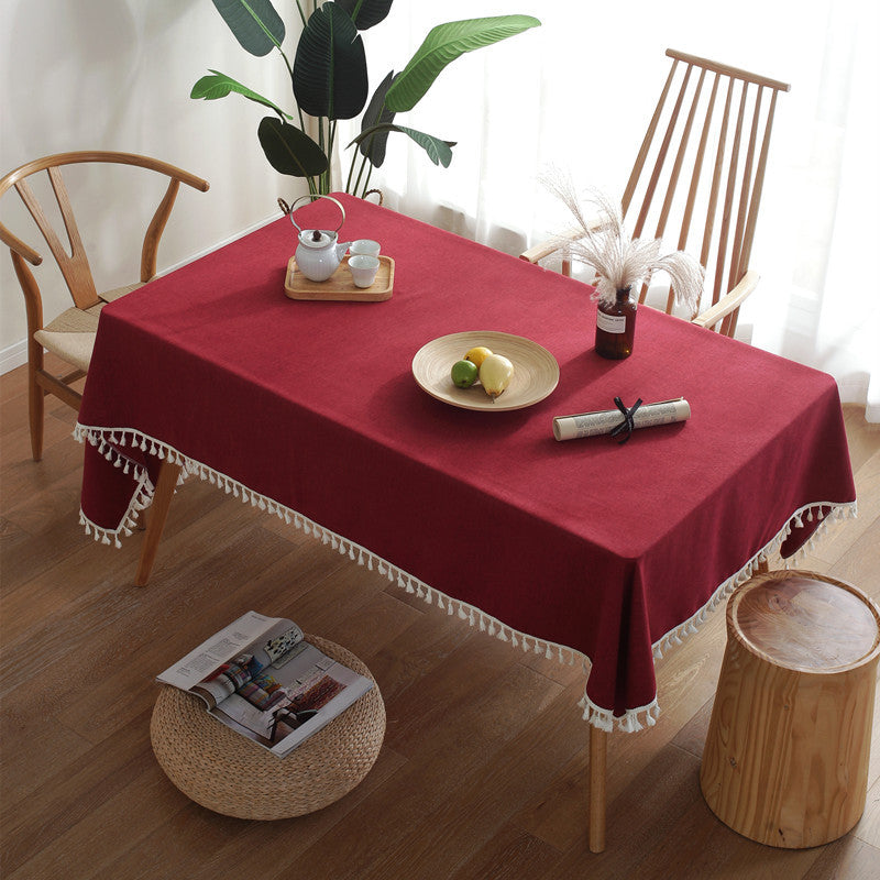 Elegante Fransenrand Tischdecke