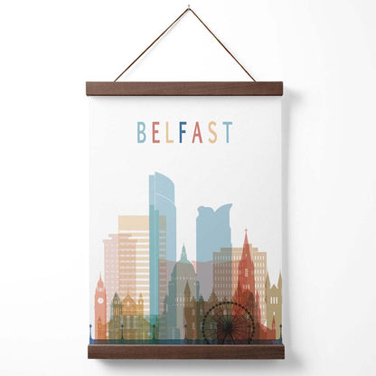 Buntes Belfast-Stadtbild-Poster mit Aufhänger