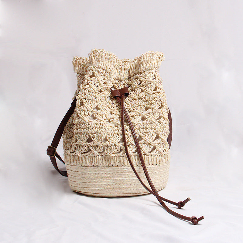 Handgefertigte Basttasche mit Lederakzenten Brehn