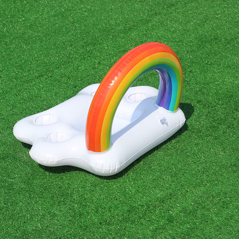 Damen Aufblasbare Regenbogen-Schwimminsel mit integrierten Getränkehaltern Brehn