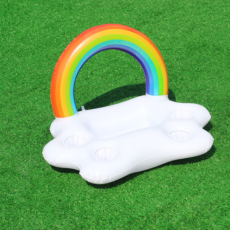 Damen Aufblasbare Regenbogen-Schwimminsel mit integrierten Getränkehaltern Brehn