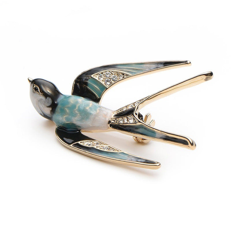 Ornate Vogel-inspirierte Emaille Brosche Brehn