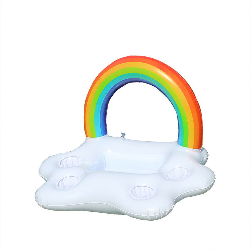 Damen Aufblasbare Regenbogen-Schwimminsel mit integrierten Getränkehaltern Brehn