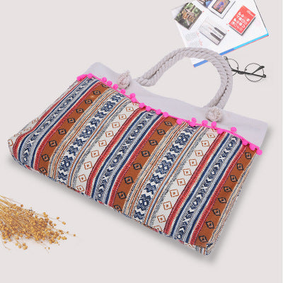 Große Strandtasche mit Gehäkeltem Verzierungen Brehn