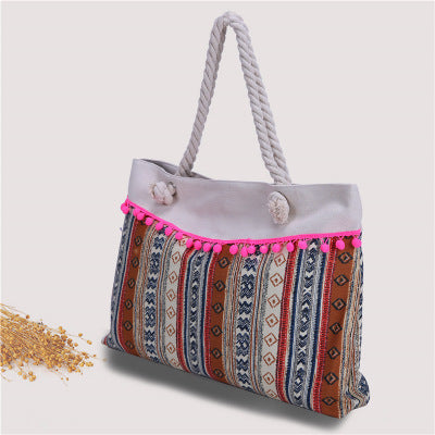 Große Strandtasche mit Gehäkeltem Verzierungen Brehn