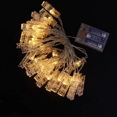 LED-Lichterkette mit Fotoclips für Dekoration