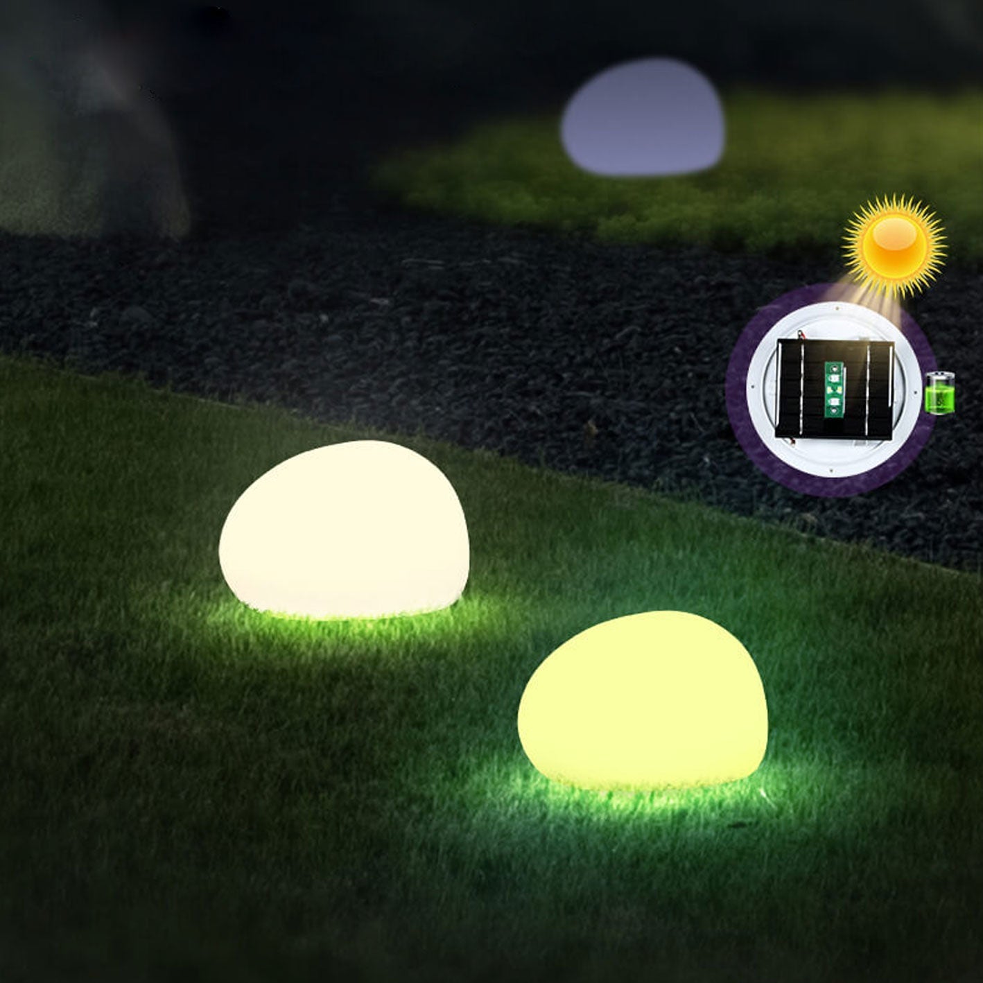 Solarbetriebene, wasserdichte, kugelförmige LED-Außenleuchte aus PE zur dekorativen Gartenbeleuchtung