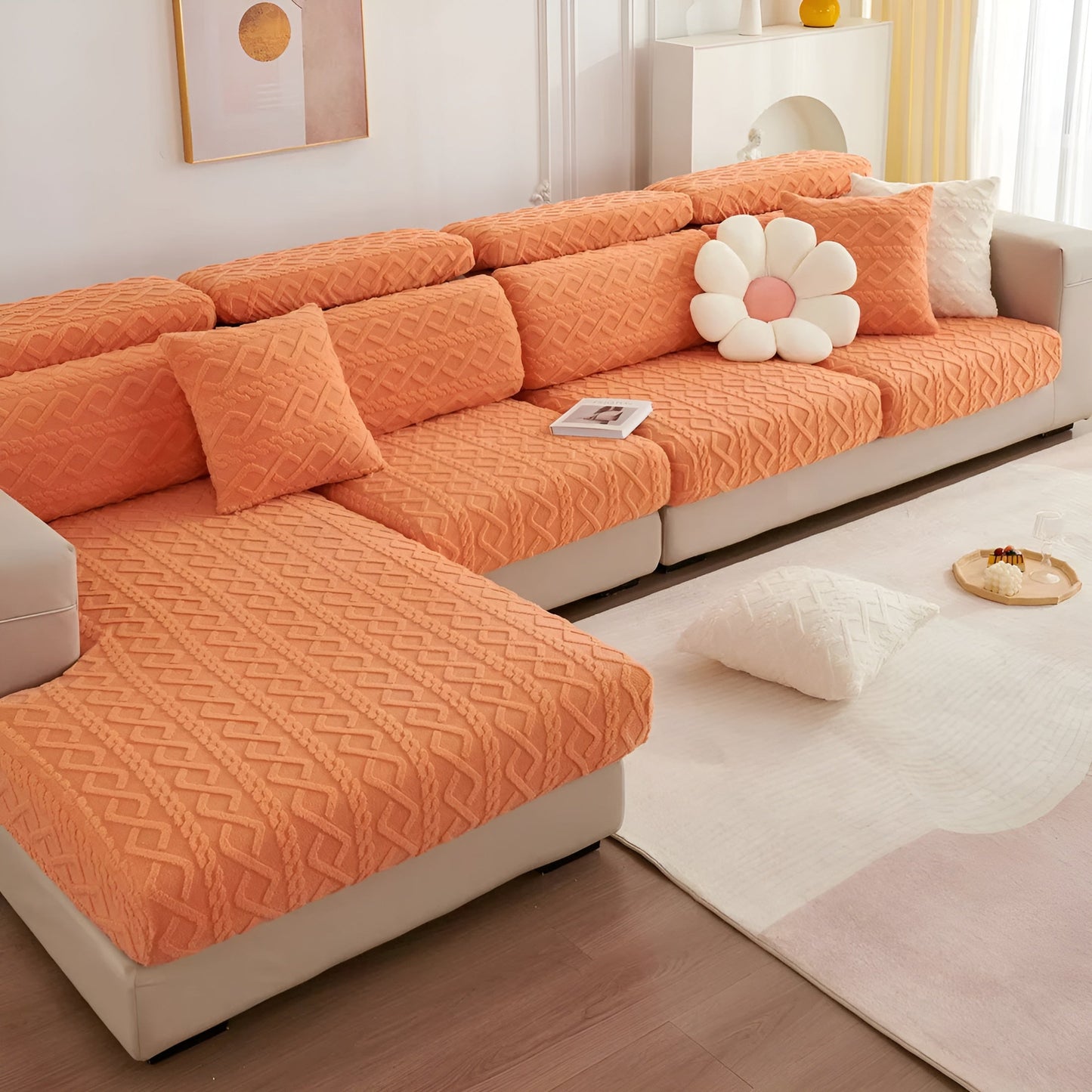 Samt-Sofabezug mit Rautenmuster – Weich & Luxuriös | Passt perfekt auf jedes Sofa