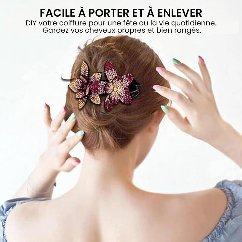 Doppelte Blüten-Strass-Haarnadel | Brehn