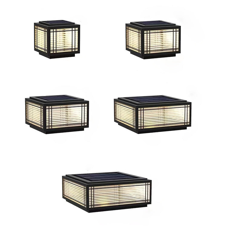 Traditionelle chinesische quadratische Aluminium-Glas 1-Licht Post Kopf Licht für Garten | Brehn