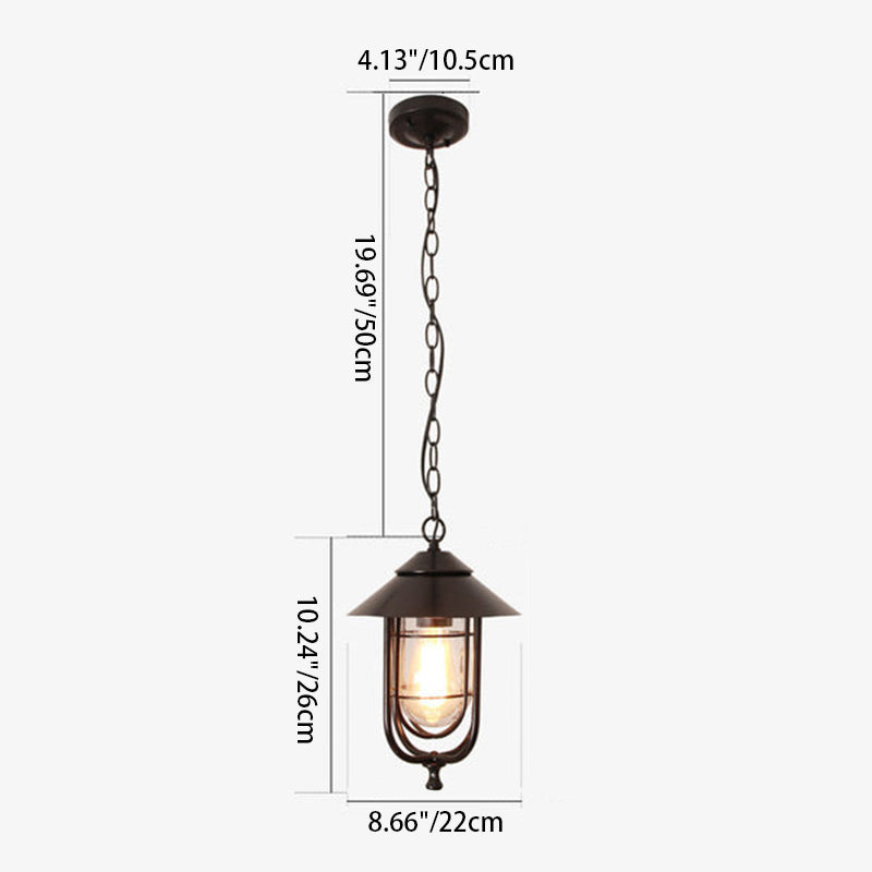 Industrielle Vintage Aluminium Käfig Glas 1-Licht Außen wasserdichte Pendelleuchte | Brehn