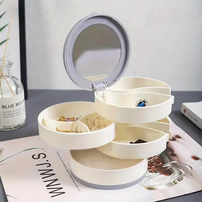 Brehn | Schmuckbox - 360° drehbare Aufbewahrungsbox für Schmuck, maximaler Schutz und Organisation