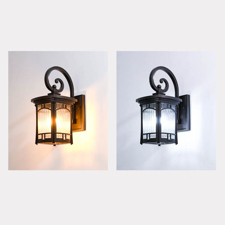 Moderne quadratische Aluminium-Glas-carved 1-Licht Außen wasserdichte Wandlampe | Brehn
