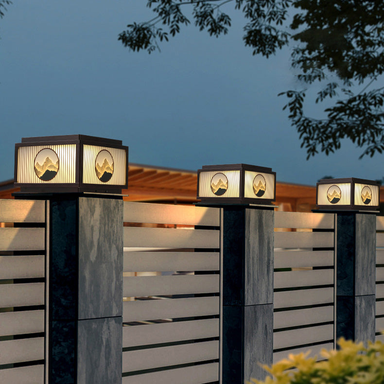 Modern minimalist Solar wasserdicht quadratisch Aluminium Glas LED Postkopflicht für Garten | Brehn