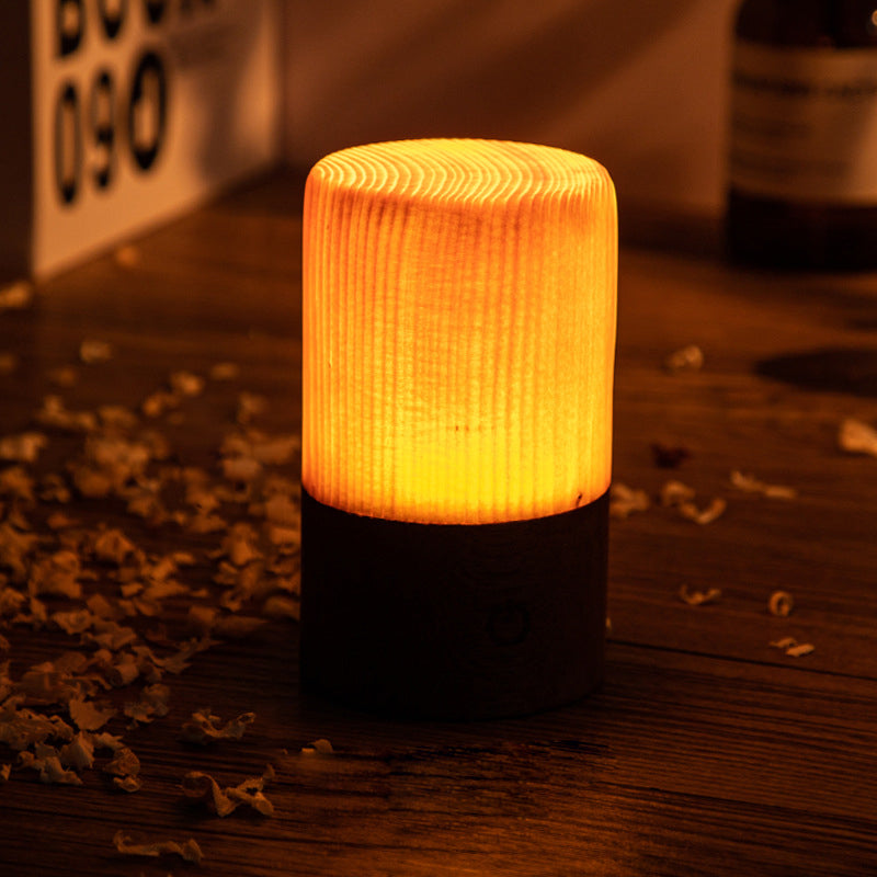 Drahtlose LED-Tischlampe mit Touch-Steuerung | Wiederaufladbarer Akku | Holzmaserung Design | Einstellbare Helligkeit | Brehn