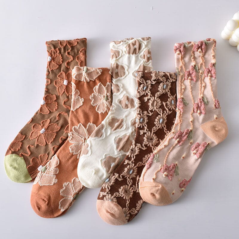 Damen-Baumwollsocken mit Blumenmuster (10 Paar)