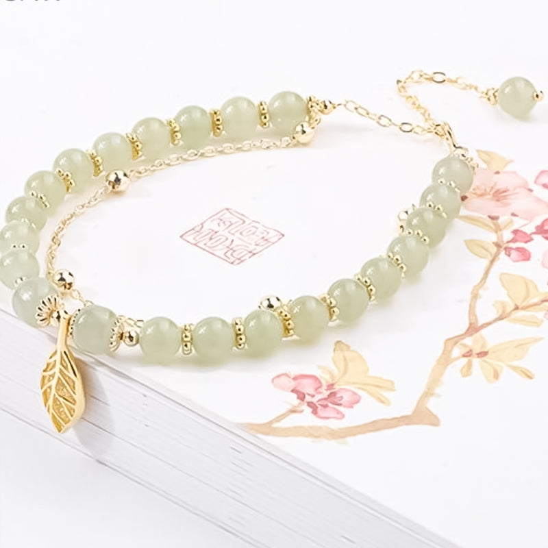 Brehn | Hetian Jade Blattgold Armband