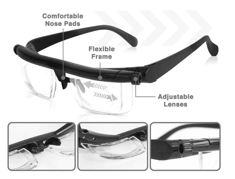 VisionShift Brille mit verstellbarem Fokus