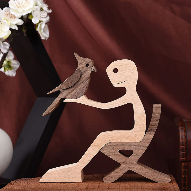 Brehn | Geschenk für Tierliebhaber - Holzskulptur Tisch Ornamente - Die Liebe zwischen Ihnen und Ihrem pelzigen Freund